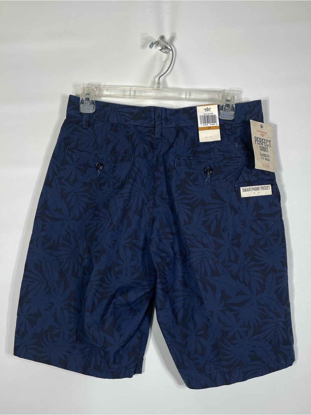 Dockers Men’s Size 29 Navy Leaf-Pattern Flat Front Shorts